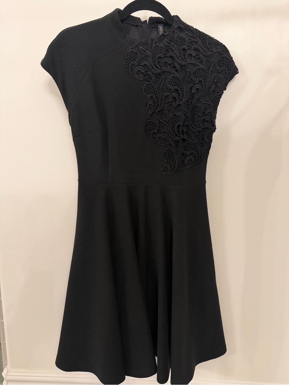 Tracy Reese Black Mini Dress with Lace Appliqué
